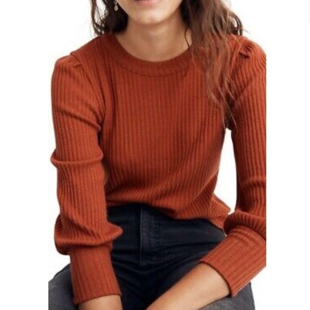 Madewell Ribbed Balloon Sleeve Sweater/Top